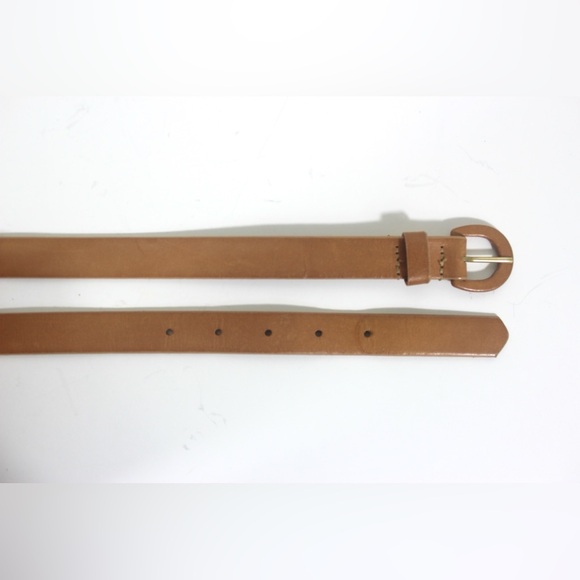 Narrow Tan Leather Belt with Self Covered Buckle - Picture 6 of 9